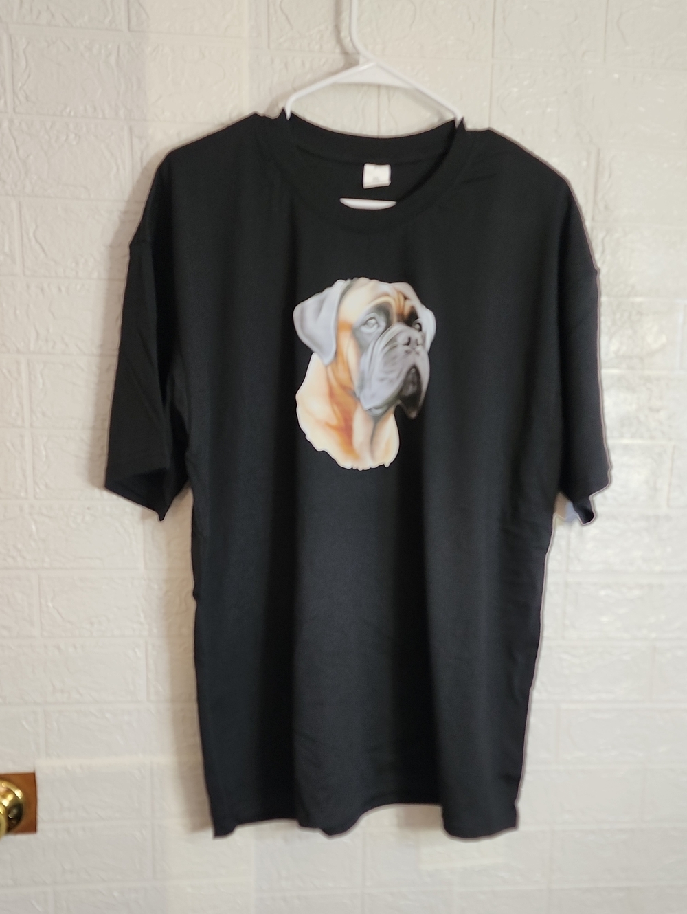 Black Short-Sleeve Graphic Tee with Mastiff Portrait